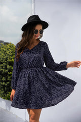 Polka Dot Tie Neck Dress