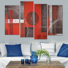 4pcs Abstract Art Red&Black Wall Oil Paintings Canvas Pictures Modern Home Decor