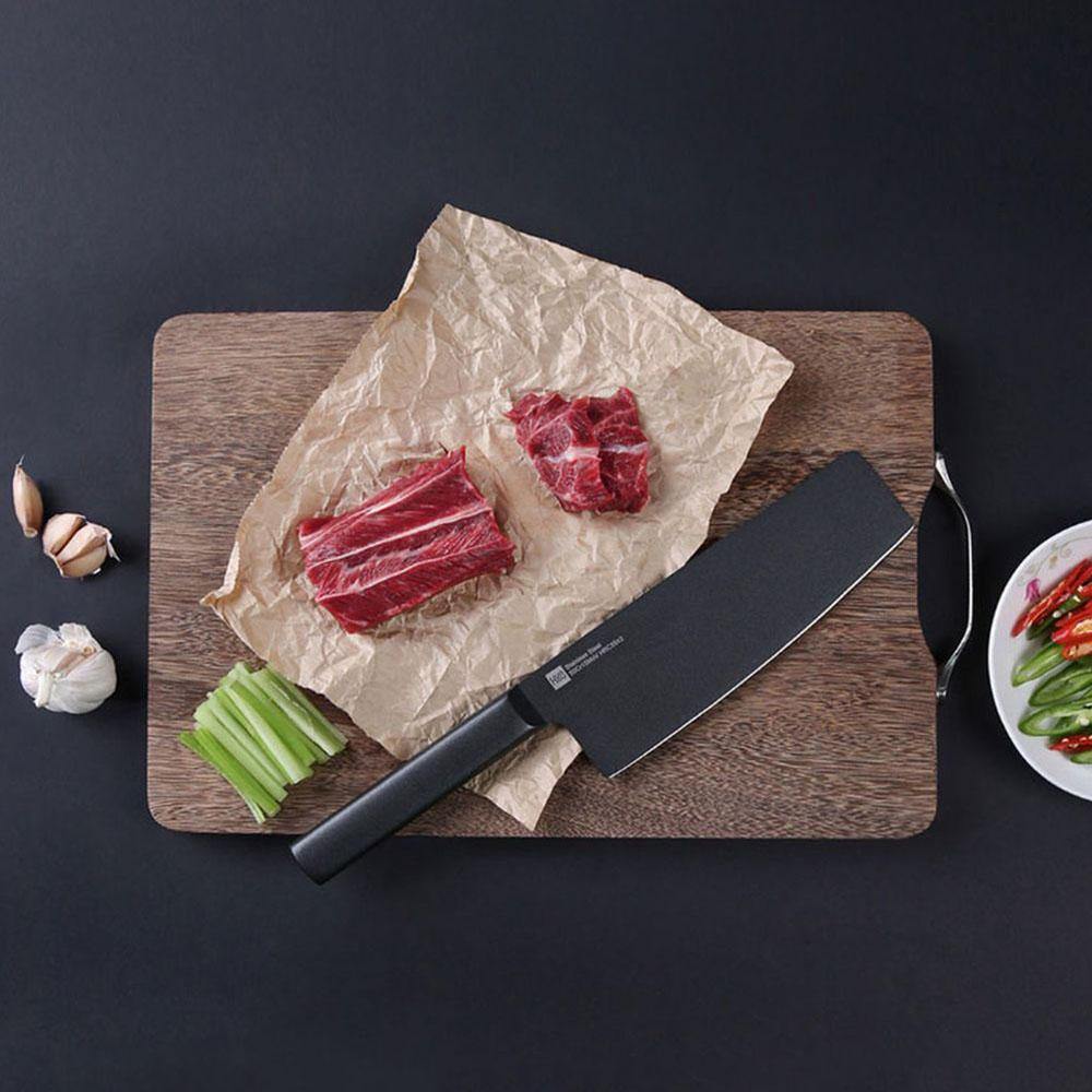 HUOHOU 2PCS/Set Cool Black Stainless Steel Knife Nonstick Knife Set 7inch Anti-Bacteria Kitchen Chef Knife Slicing Knife From