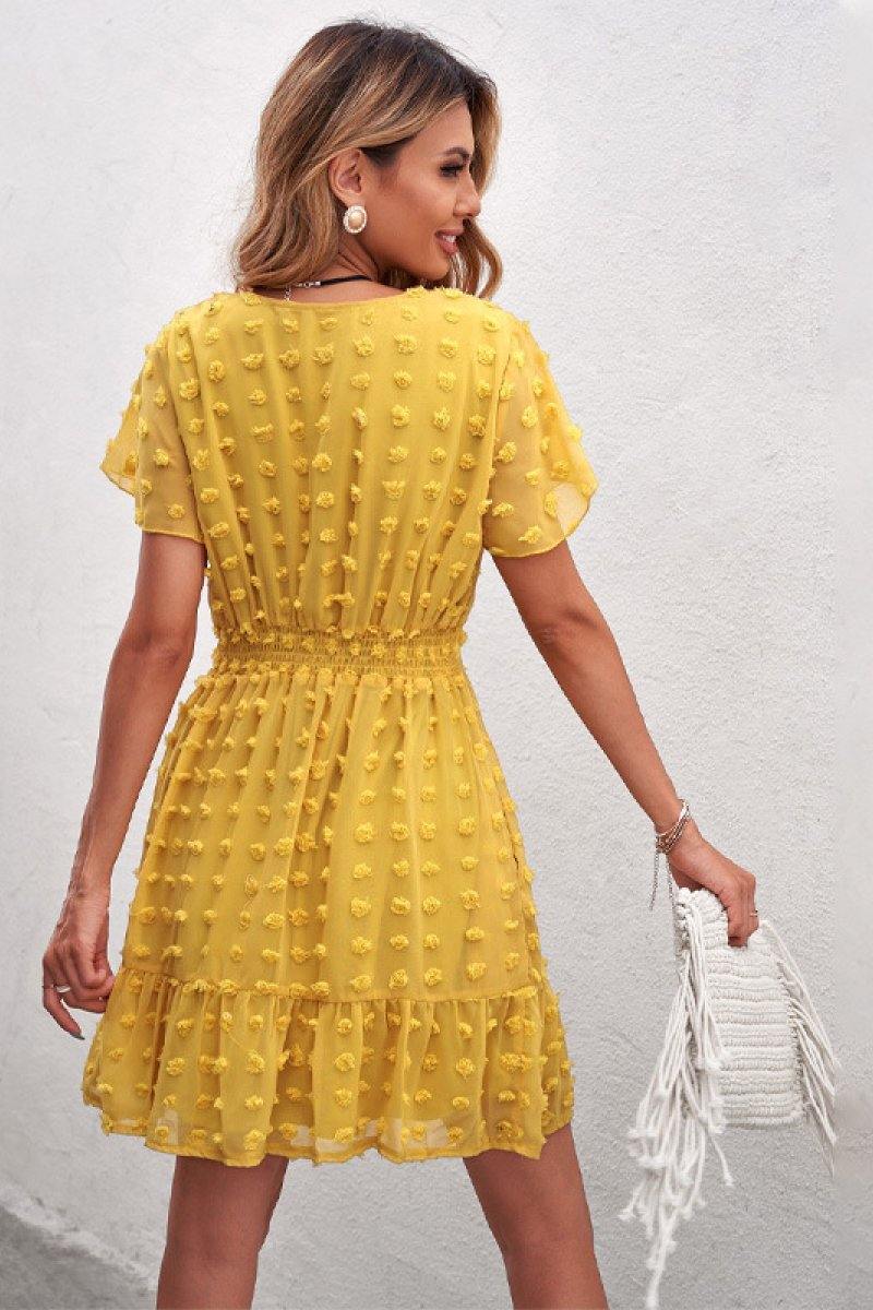 Ruffled Short Sleeves Dress