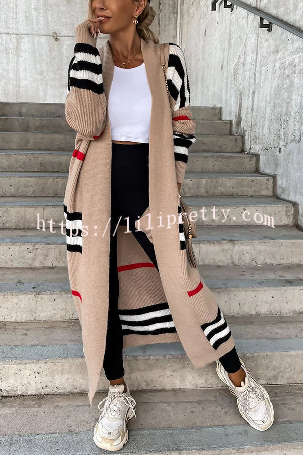 Lilipretty Miracles of Cozy Striped Midi Cardigan