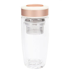 380ML Double Wall Glass Tea Tumbler Water Bottle with Filter Infuser Travel Mug