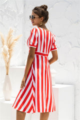 Striped Surplice Front A-line Dress