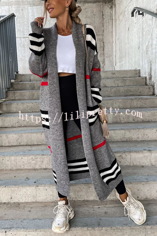 Lilipretty Miracles of Cozy Striped Midi Cardigan