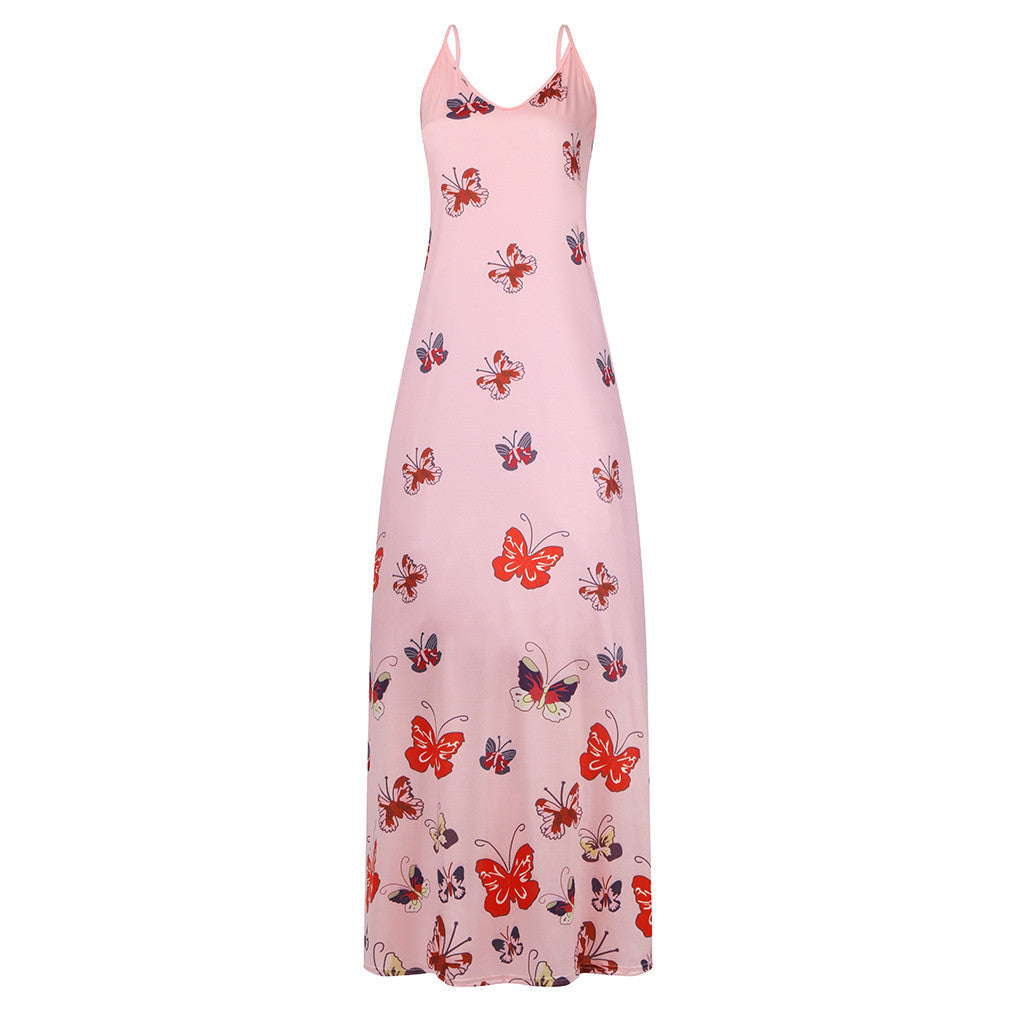 Butterfly print waistband dress