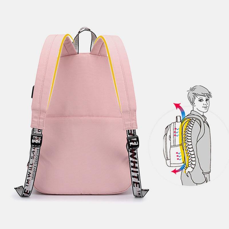 Mochila escolar para estudiantes al aire libre de viaje informal de gran capacidad para mujer con mochila resistente al desgaste con carga USB 