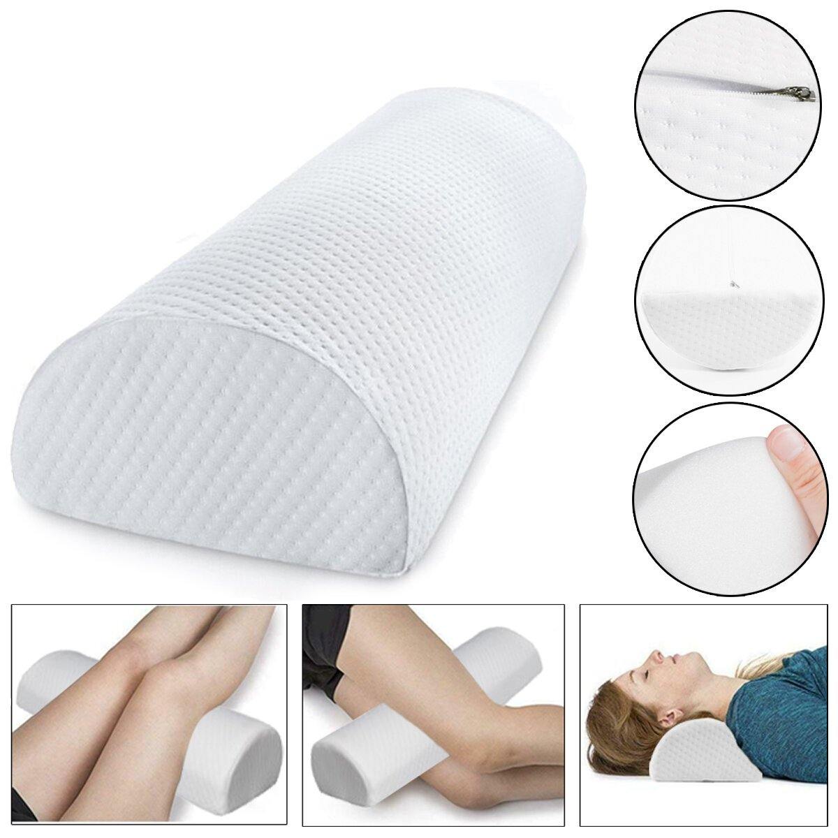 D Shape Comfort Roll Pillow Memory Foam Neck Knee Leg Spacer Back Lumbar Support