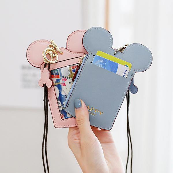 Cute Animal Shape Card Holder Wallet Purse Neck Wallet Lanyard Wallet for Women