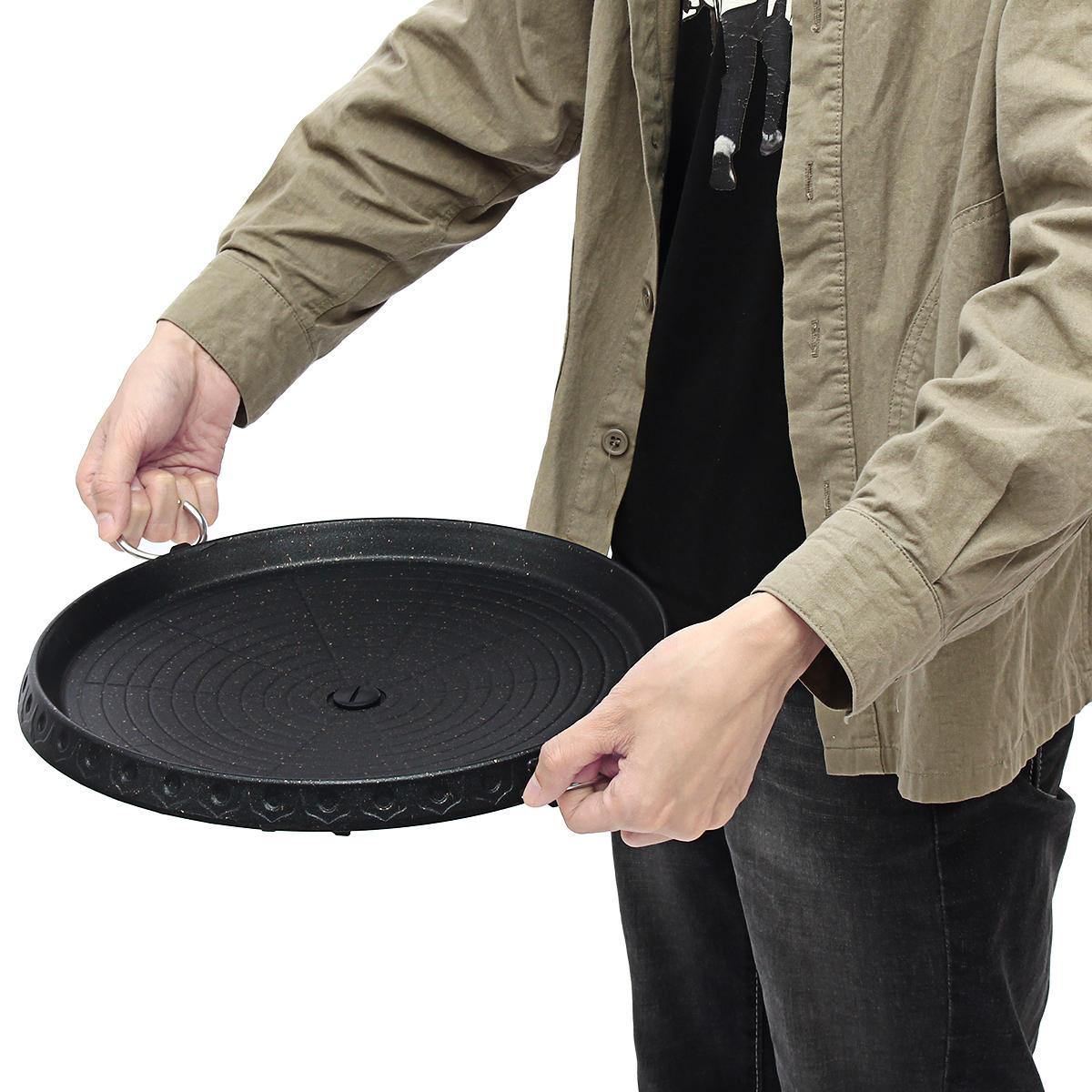 12 Inch Korean Barbecue Nonstick Plate Grill Pan Maifan Stone Round Cooker BBQ Tray