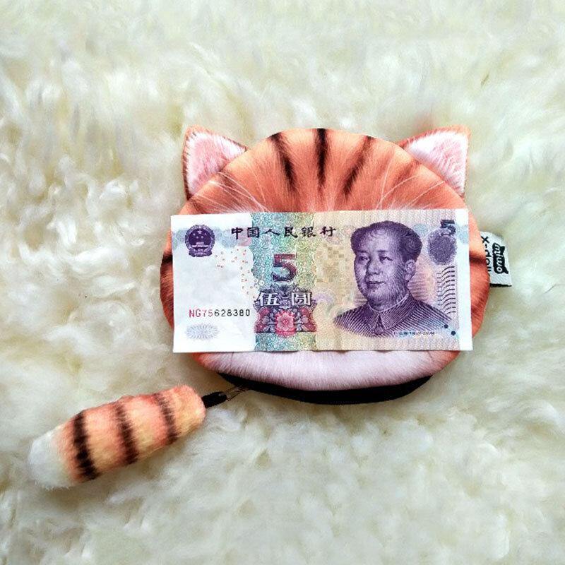 Women Plush Cartoon Cat Head Personality Cute Small Coin Bag Storage Bag