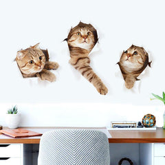 Miico 3D Creative PVC Wall Stickers Home Decor Mural Art Removable Cat Wall Decals