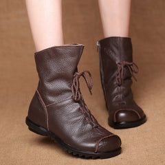 Women’s Genuine Leather Casual Soft Flat Boots