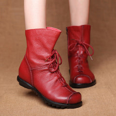 Women’s Genuine Leather Casual Soft Flat Boots