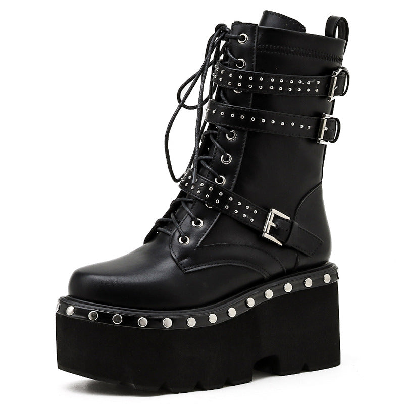 Women's Ankle Boots Platform Boots with Rivets Accent