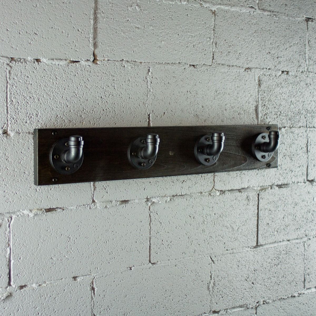 Modern Industrial Wall Mounted Four Hook Hat Rack