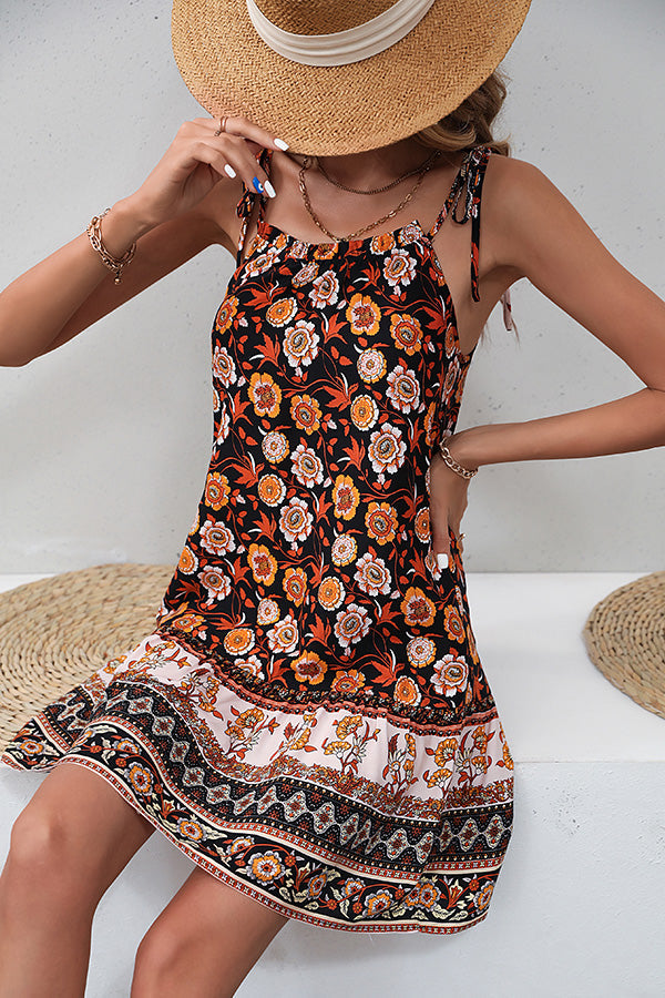 Bohemia Floral Print Slip Mini Dress