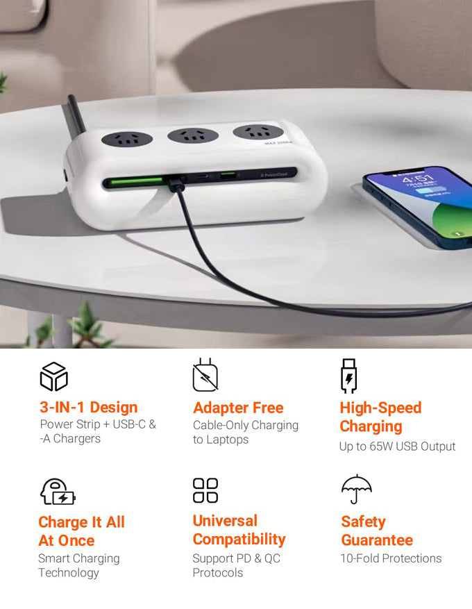 TORRAS PowerCloud 3-IN-1 Power Strip