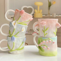 Cute Floral Ceramic Mugs