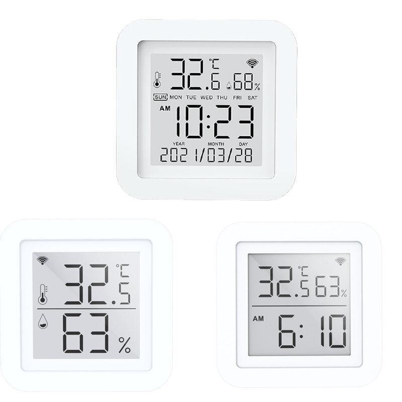 Tuya WIFI Temperatur Feuchtigkeit Smart Sensor Uhr Digital Display Fernbedienung Thermometer Unterstützung Alexa Google Assistent 