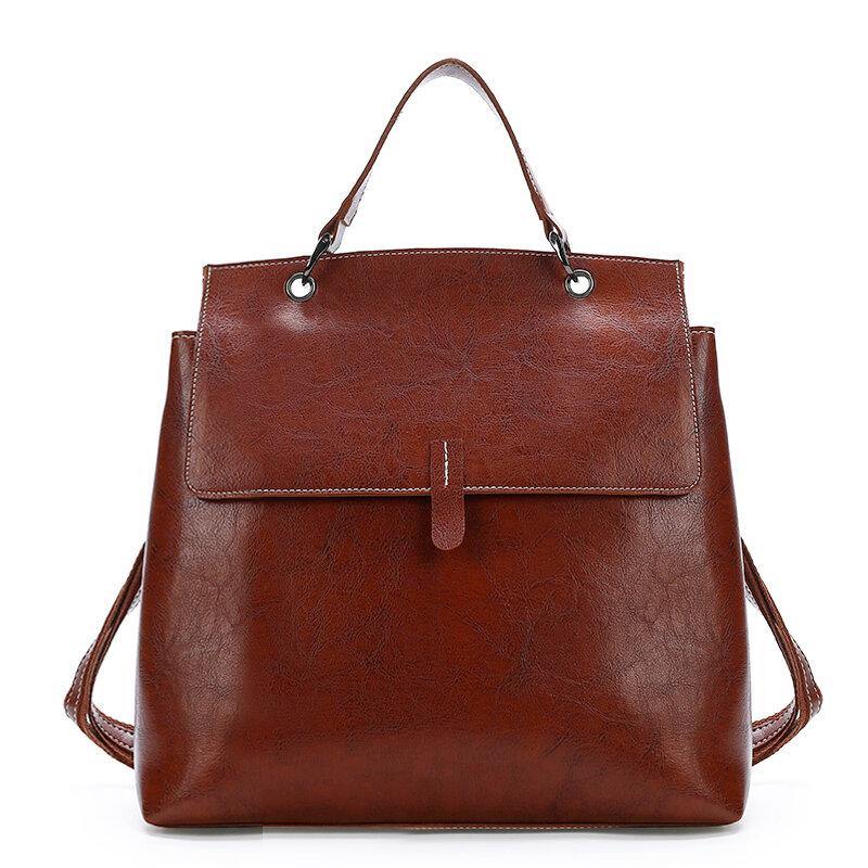 Women PU Leather Solid Double Straps Fashion Backpack