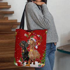 Las mujeres se sintieron lindo festivo Navidad dibujos animados perros patrón bolso de hombro bolso de mano 