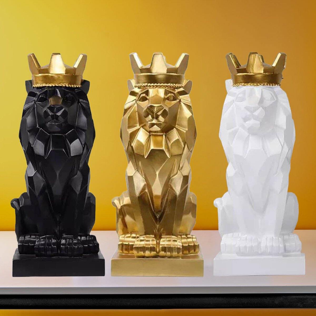 Nordic Handsome Crown Lion Harz Statue Handwerk Home Decor Skulpturen Geschenk 