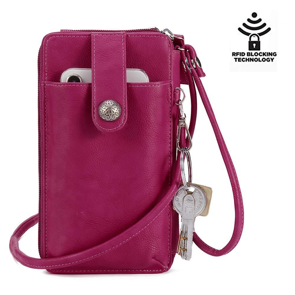 Brenice Women RFID Card Bag Solid Crossbody Bag Phone Bag Card Holder