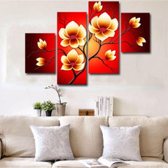 4PCS moderne abstrakte Ölgemälde Blumen riesige Wand-Dekor-Kunst auf Leinwand kein Rahmen 