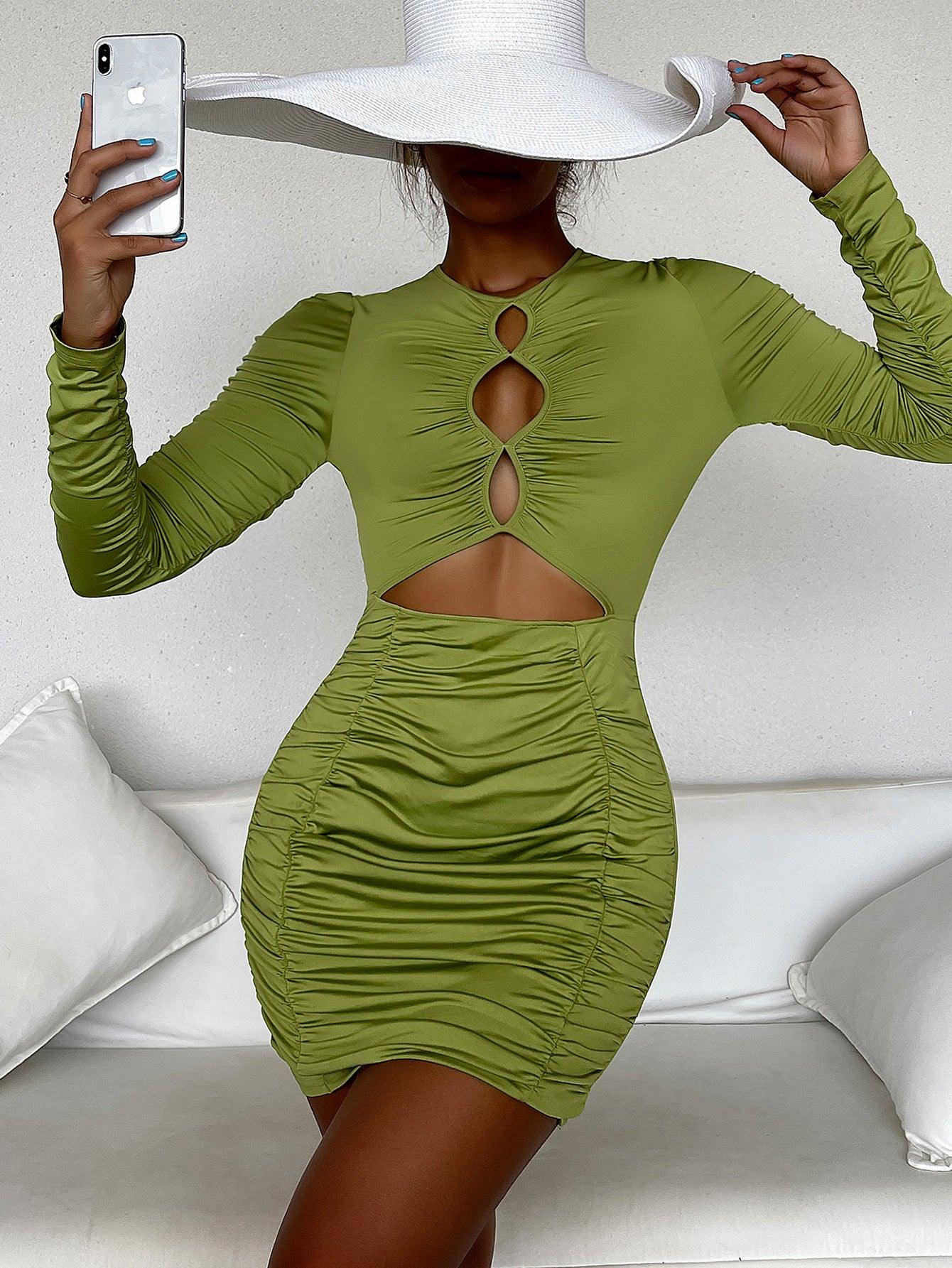 Ruched Cutout Mini Dress