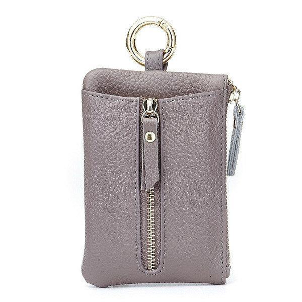 Genuine Leather Women Zipper Card Holder Girls Small Coin Bags Key Chain Bags