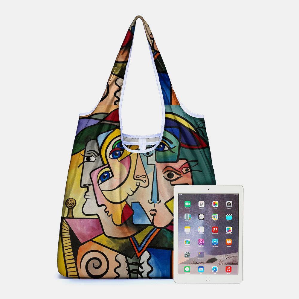 Bolso de mano con estampado de figuras abstractas para mujer, bolso de hombro, bolsos ligeros de tela para compras 