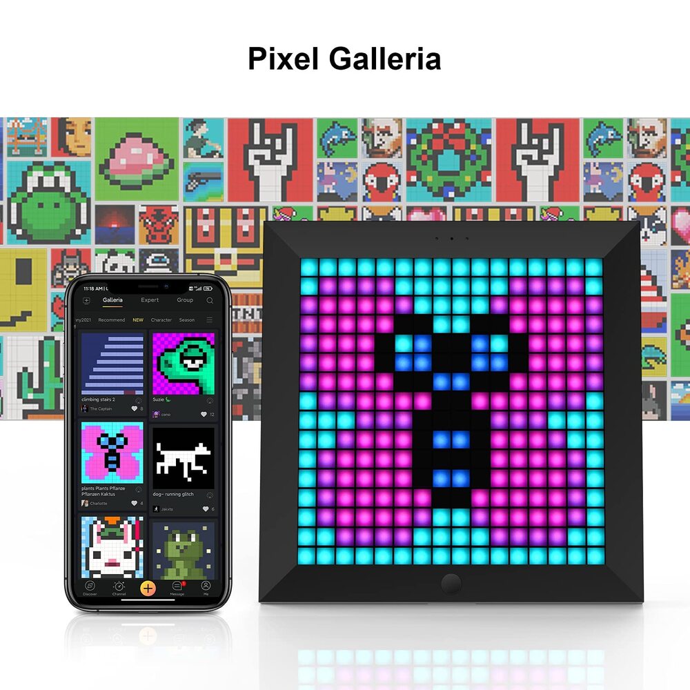 Divoom Pixoo Pixel Art Digitaler Bilderrahmen mit 16x16 LED-Display APP-Steuerung