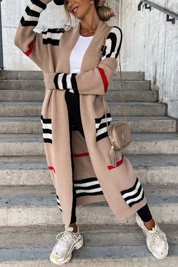 Lilipretty Miracles of Cozy Striped Midi Cardigan