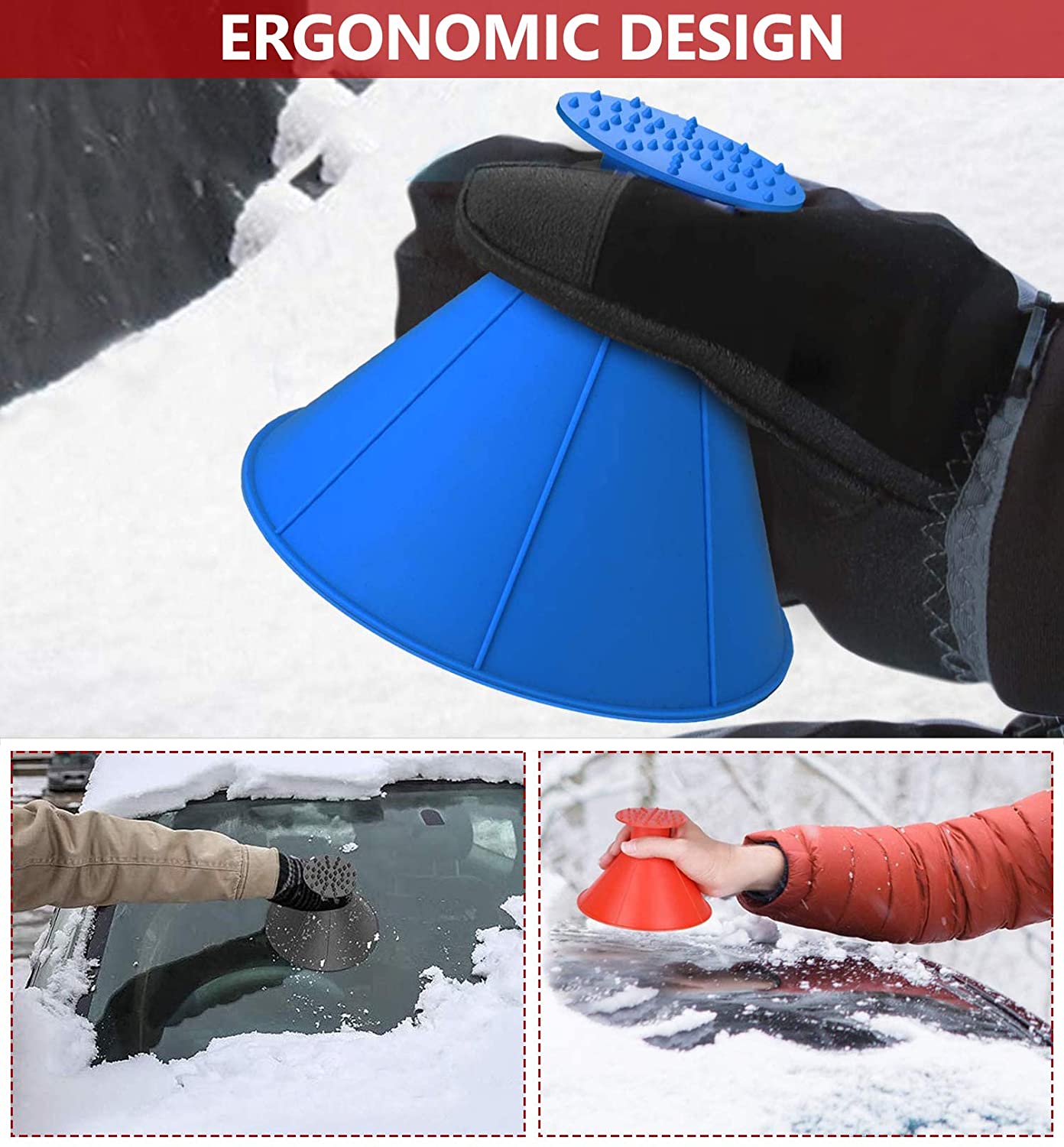 Ice Scraping Windshield Cone & Wiper Fluid Funnel