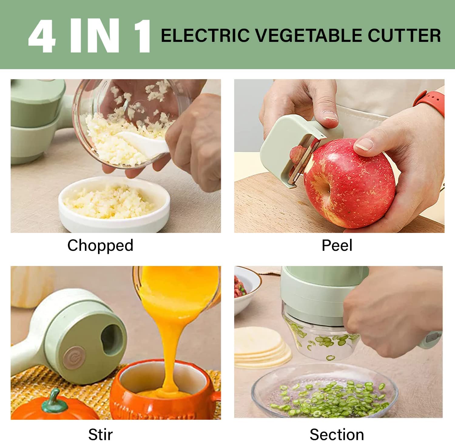 4 In 1 Handheld Electric Vegetable Cutter Set