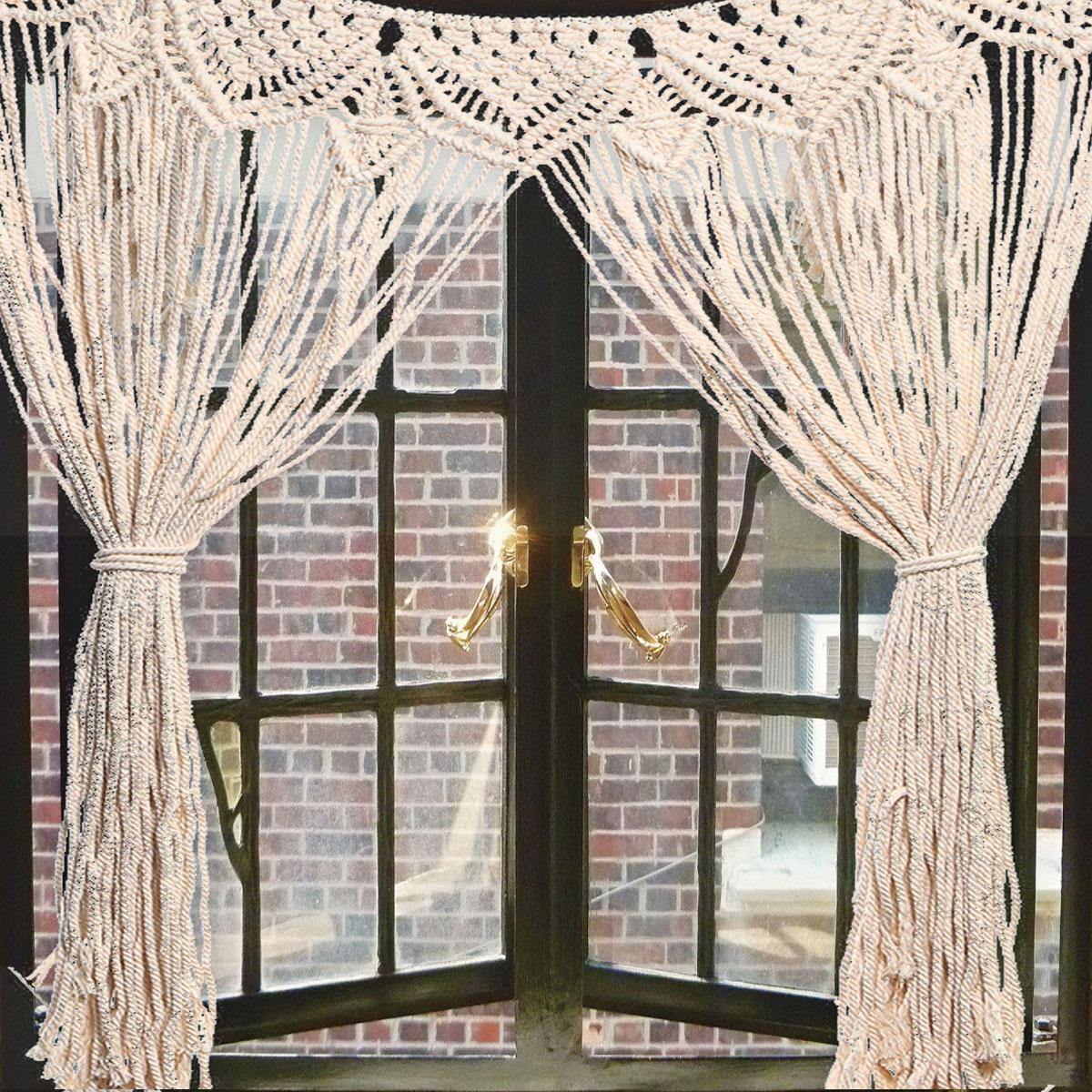 Gran macramé pared colgante puerta ventana cortina boda telón de fondo tapiz regalo 