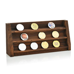 Wooden Challenge Collectible Coin Holder Display Rack Stand Case Shelf Decorations