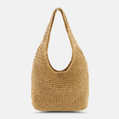 Bolso de playa de moda Simple transpirable de paja para mujer, bolso de hombro 