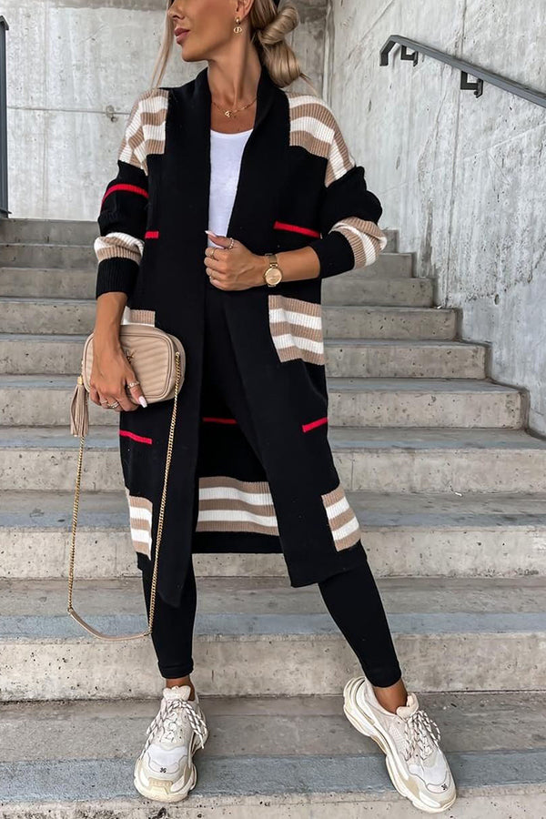 Lilipretty Miracles of Cozy Striped Midi Cardigan