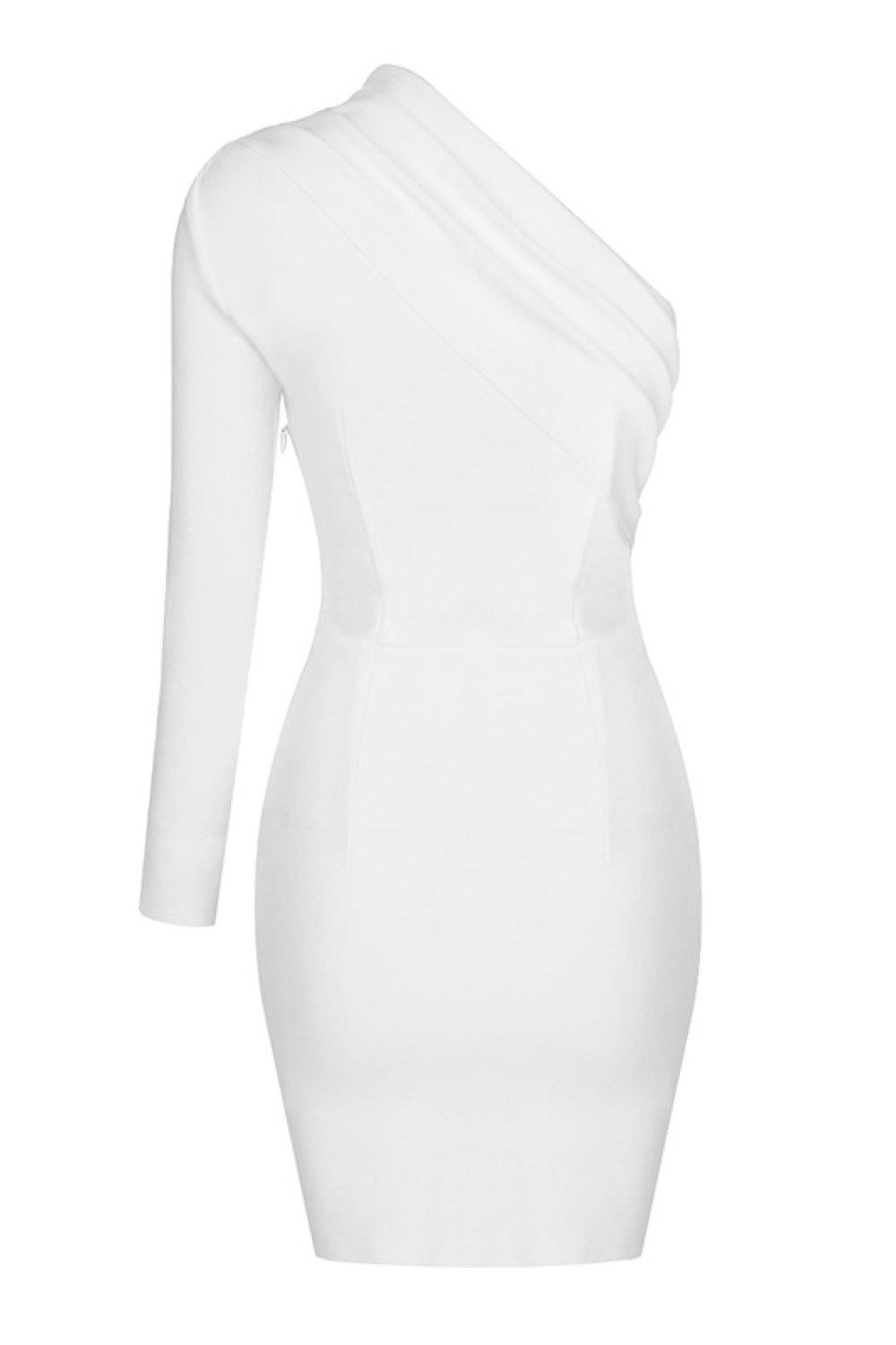 Asymmetrical Neck One-Shoulder Bodycon Dress