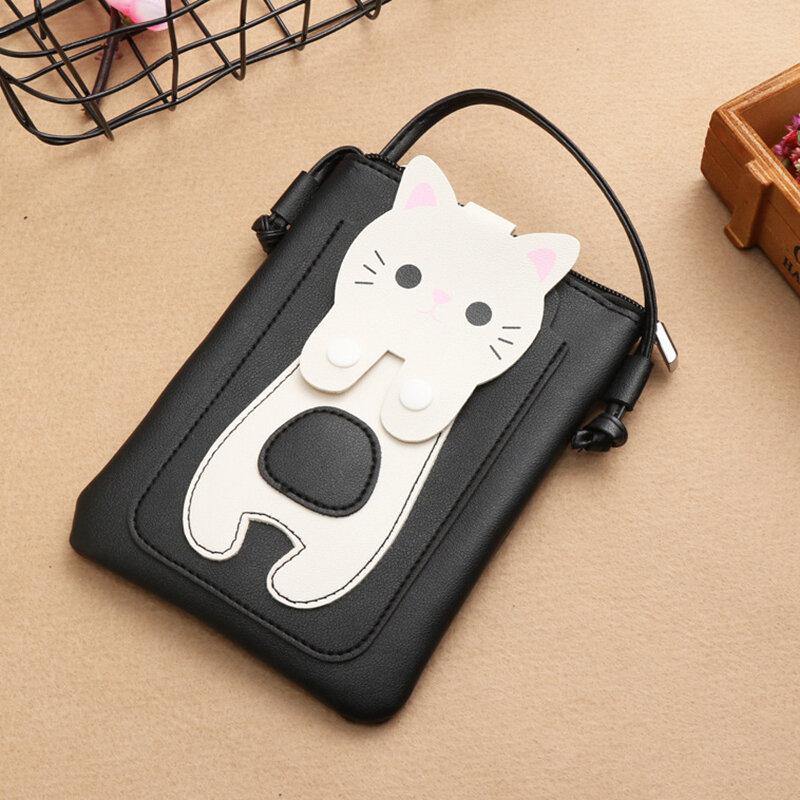 Bolso de teléfono de 6,3 pulgadas con diseño de gatito de gato superbonito de piel sintética para mujer, bolso pequeño de almacenamiento, bandolera 