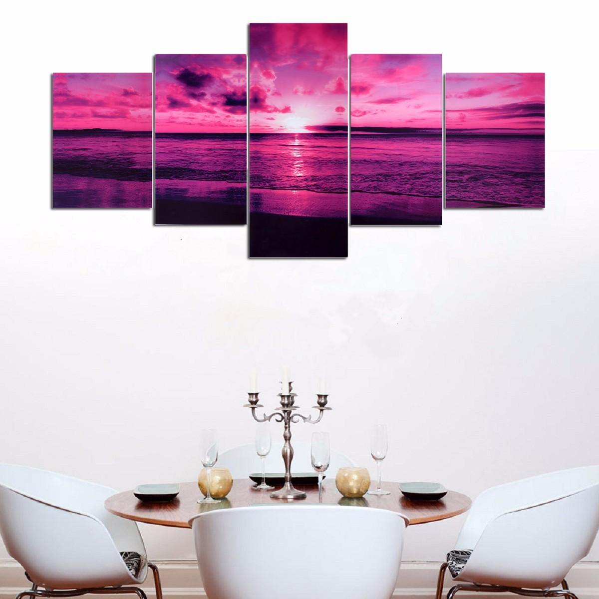 Purple Sea Sunset Modern Frameless HD Canvas Print Home Art Wall Picture Poster Wall Paintings