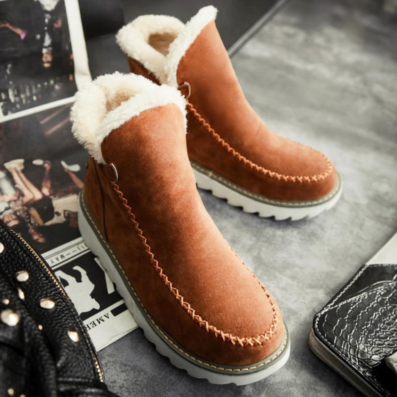 Winter-Stiefeletten mit Fellfutter und flachem Absatz für Damen