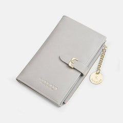 Women PU Leather Thin Solid Color Bifold Card Holder Wallet