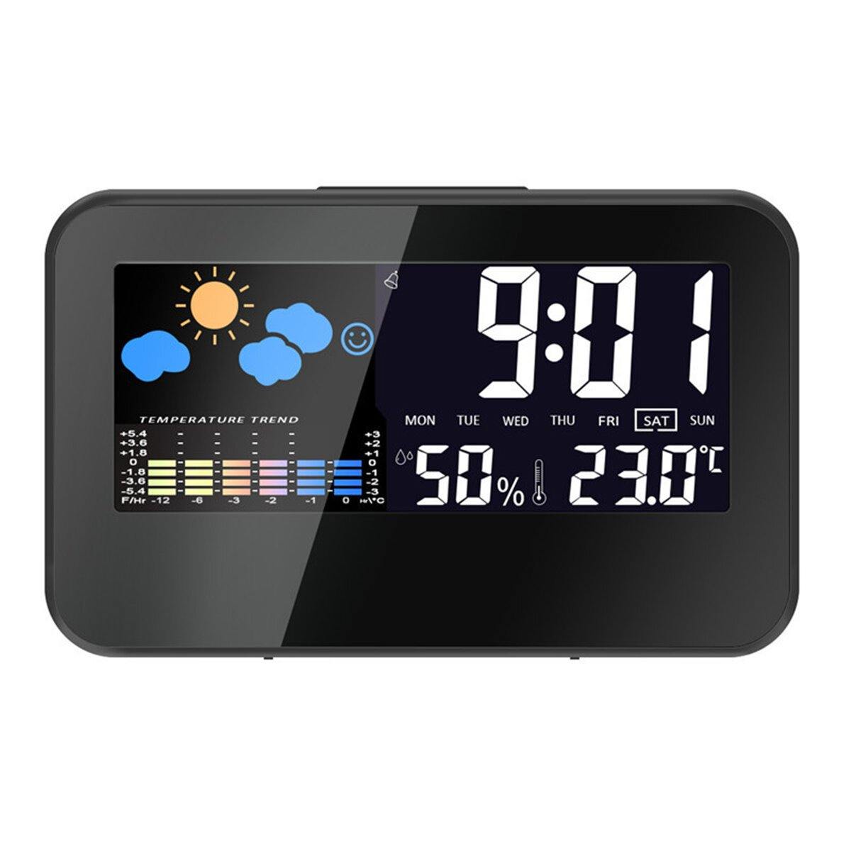 DC-002 Digitale Wetterstation, Thermometer, Hygrometer, Wecker, intelligente Sound-Kontrolluhr 