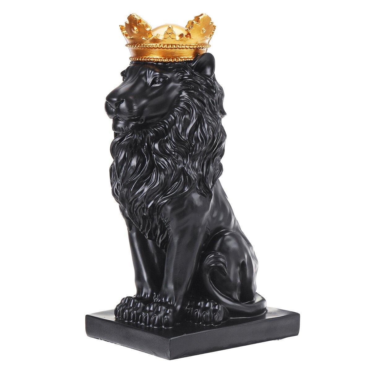 Nordic Style Crown Lion Statue Handicraft Decorations for Home Office Hotel Desk