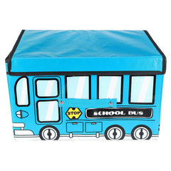 1.8L Waterproof Bus Shape Children Kids Toys Storage Box Foldable Non-woven Cartoon Car Pattern Toys Basket