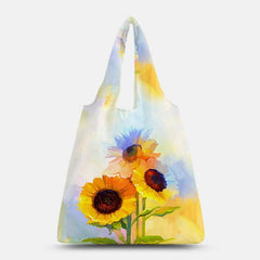 Bolso de verano con estampado de girasol y estampado de girasoles de nailon para mujer, bolso de hombro, bolso de mano 