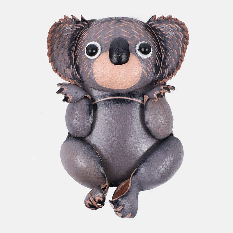 Unisex-Geldbörse aus echtem Leder, lässig, niedlich, Outdoor-Cartoon-Tier, Koala-Form, kleine Münztasche 