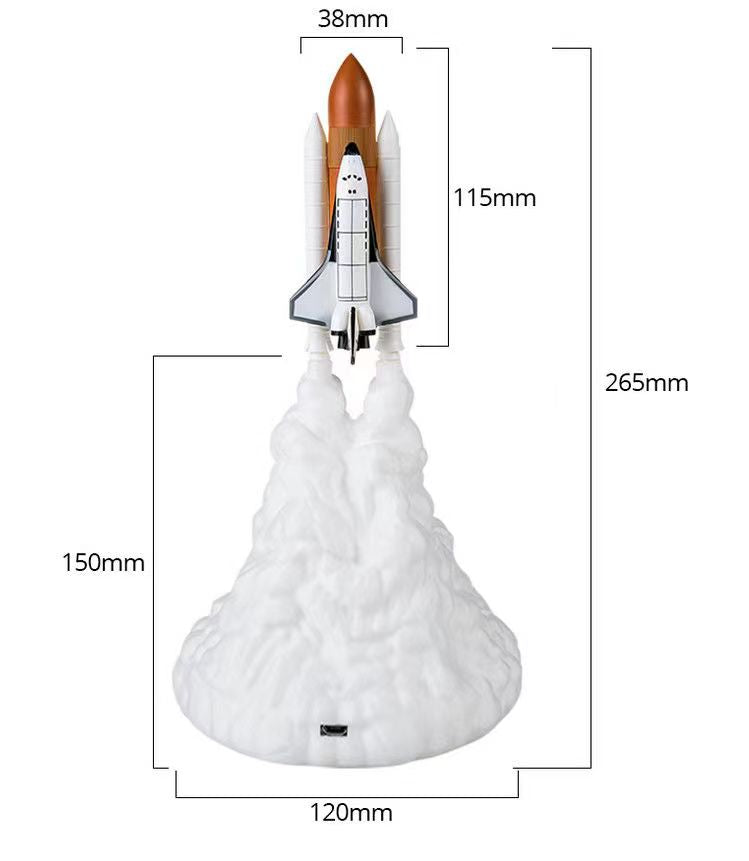 Rocket Lamp 3D - Space Shuttle LED Lamp